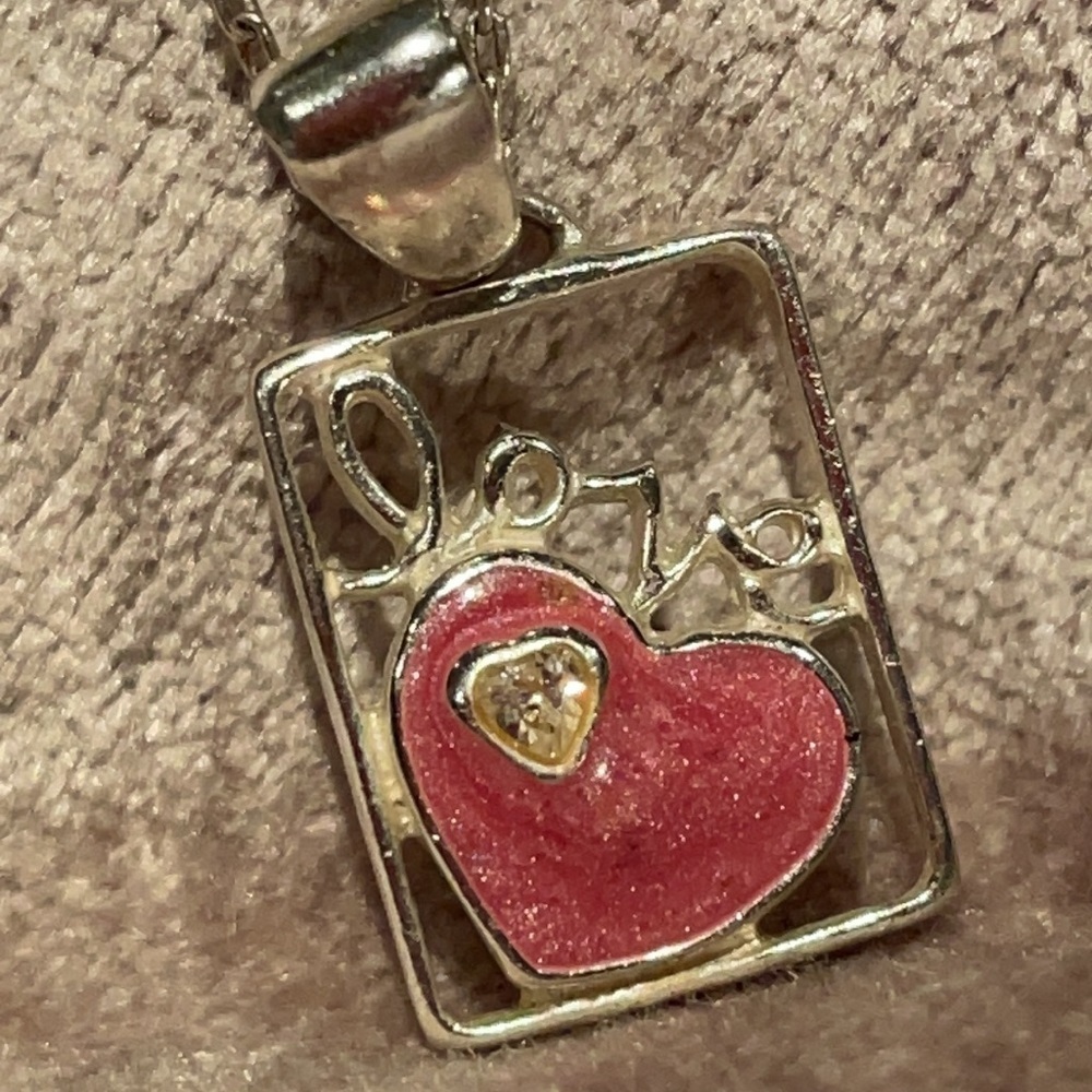 LOVE Heart Pendant 925 Sterling Silver Necklace 17” - Picture 7 of 7